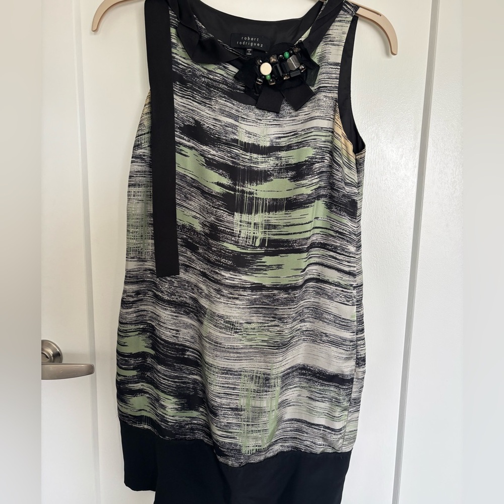 Roberto Rodriguez Silk Jewel Colorblock Dress